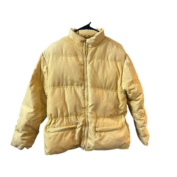VTG Eddie Bauer Canary Yellow Bomber Down filled Ski Jacket Size Small - Picture 1 of 10